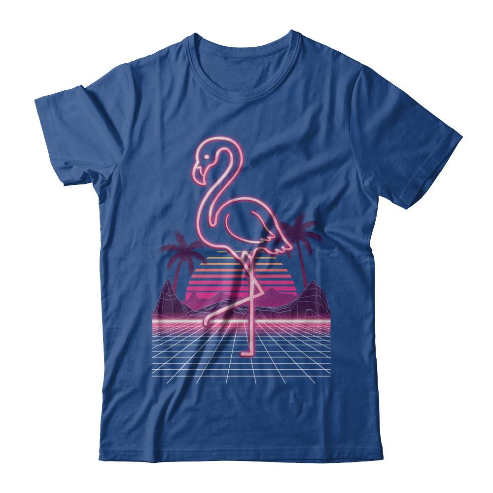 80s Retro Neon Sign Pink Flamingo Bird-T-Shirt & Hoodie-Classic T-Shirt-Royal