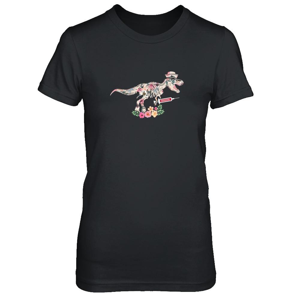 Nursing Nurse Saurus Dinosaur T-Rex-T-Shirt & Tank Top-Women's T-Shirt-Black
