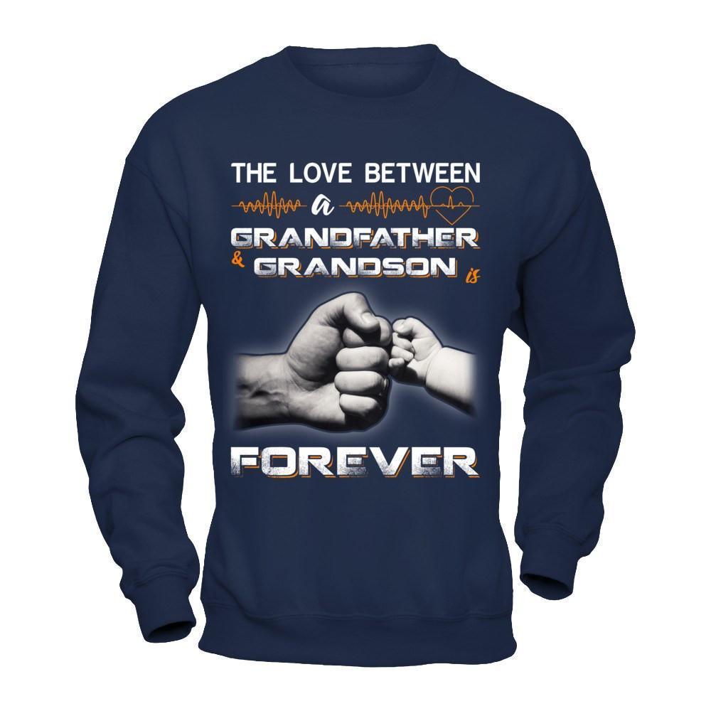 The Love Between A Grandfather And Grandson Is Forever-T-Shirt & Hoodie-Crewneck Sweatshirt-Navy