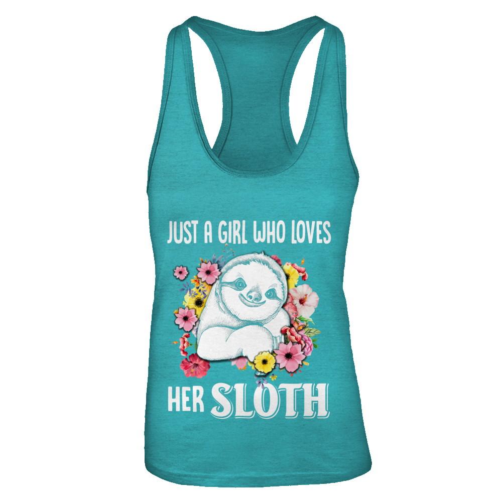 Just A Girl Who Loves Her Sloth-T-Shirt & Tank Top-Women's Ideal Racerback Tank-Tahiti Blue