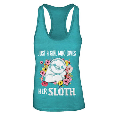 Just A Girl Who Loves Her Sloth-T-Shirt & Tank Top-Women's Ideal Racerback Tank-Tahiti Blue