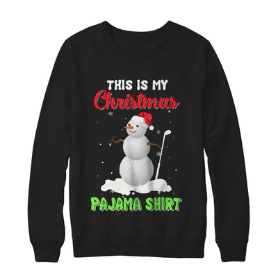 This Is My Christmas Pajama Xmas Snowman Golf-T-Shirt & Sweatshirt-Crewneck Sweatshirt-Black