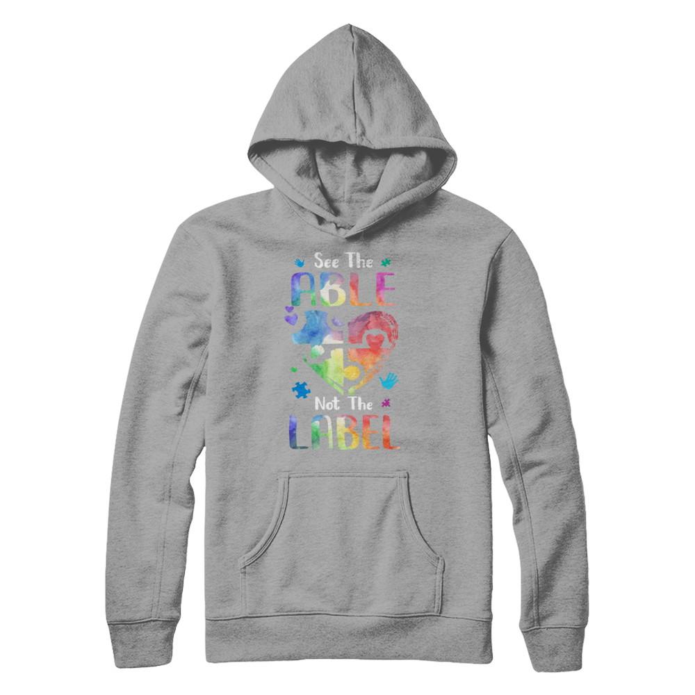 See The Able Not The Label Cute Autism Awareness-T-Shirt & Hoodie-Pullover Hoodie-Light Steel