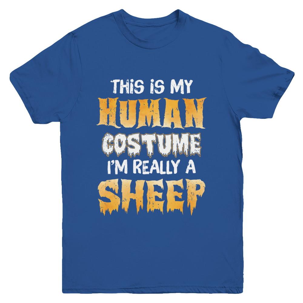 This Is My Human Costume Sheep Halloween Youth-Youth Shirt-Youth T-Shirt-Royal