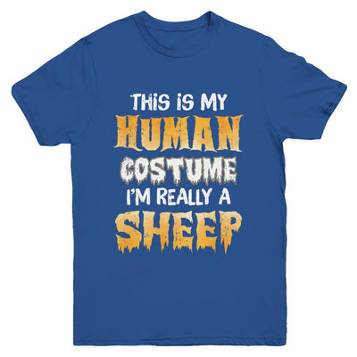 This Is My Human Costume Sheep Halloween Youth-Youth Shirt-Youth T-Shirt-Royal