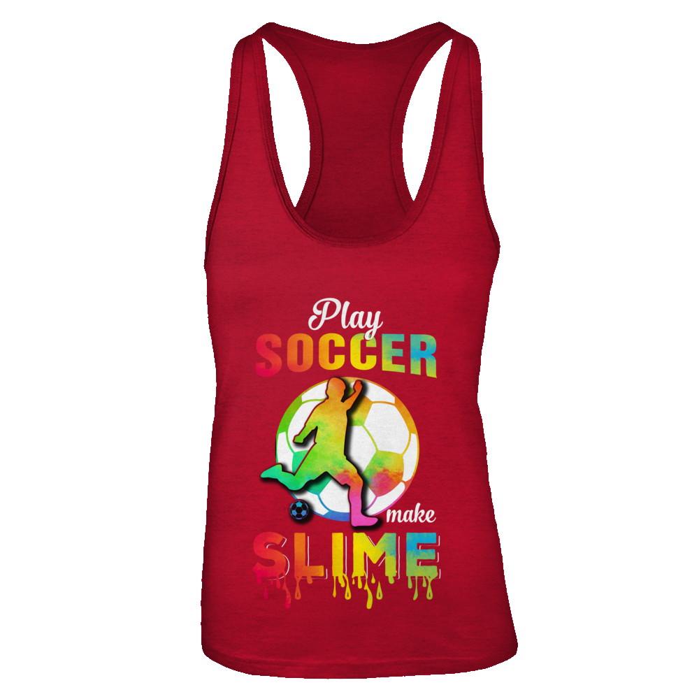 Play Soccer Make Slime Watercolor For Girl Women-T-Shirt & Tank Top-Women's Ideal Racerback Tank-Red
