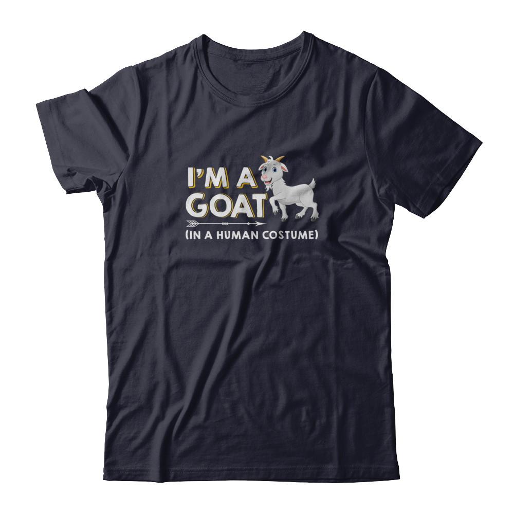 Halloween I'm A Goat In A Human Costume Funny Goat-T-Shirt & Tank Top-Premium T-Shirt-Midnight Navy