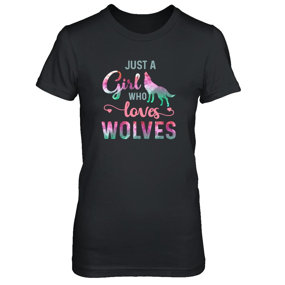 Just A Girl Who Loves Wolves Wolf Lover-T-Shirt & Tank Top-Women's T-Shirt-Black