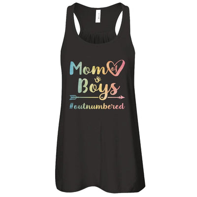 Mom Of Boys Outnumbered-T-Shirt & Tank Top-Women's Flowy Racerback Tank-Black