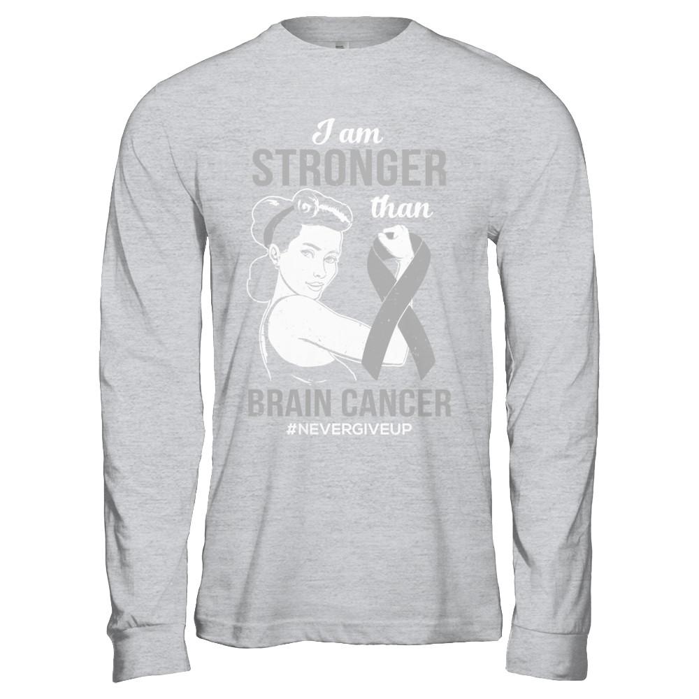 I Am Stronger Than Brain Cancer Awareness Support-T-Shirt & Hoodie-Long Sleeve T-Shirt-Sport Grey