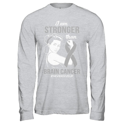 I Am Stronger Than Brain Cancer Awareness Support-T-Shirt & Hoodie-Long Sleeve T-Shirt-Sport Grey