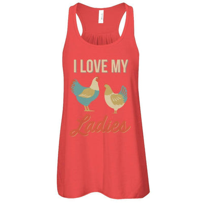 Vintage Retro I Love My Ladies Funny Chicken Farmer-T-Shirt & Tank Top-Women's Flowy Racerback Tank-Red