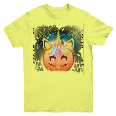 Kids Girls Unicorn Pumpkin Queen Halloween Youth-Youth Shirt-Youth T-Shirt-Daisy
