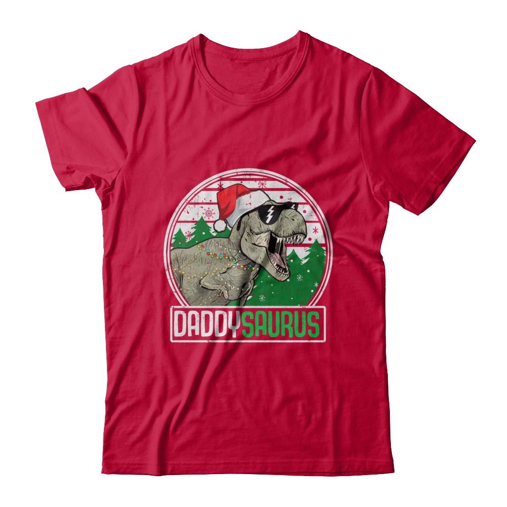 Daddysaurus Daddy Dinosaur T-Rex Family Christmas-T-Shirt & Sweatshirt-Classic T-Shirt-Red