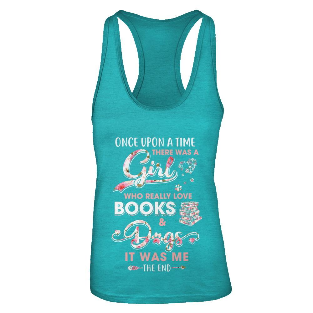 There Was A Girl Who Really Loved Books And Dogs-T-Shirt & Tank Top-Women's Ideal Racerback Tank-Tahiti Blue