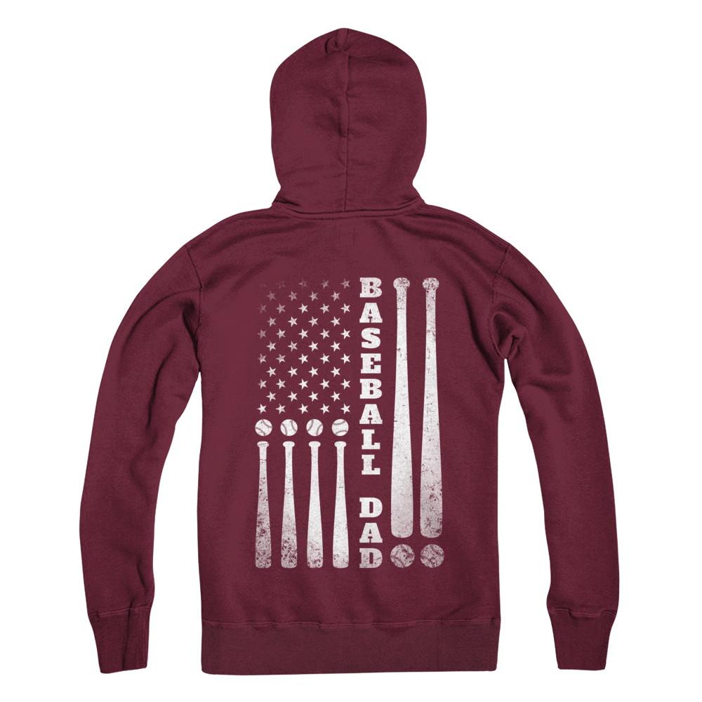 American Flag Vintage Baseball Dad Father's Day-T-Shirt & Hoodie-Hanes - Heavyweight Pullover Hoodie-Maroon