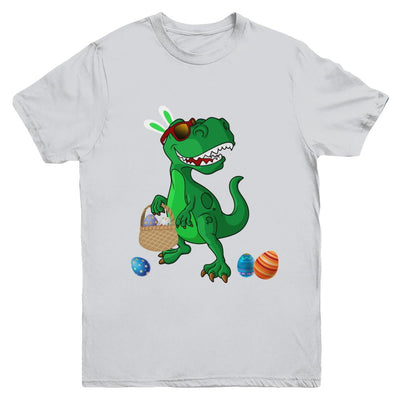 Funny Dabbing Cool Easter Bunny Dinosaur Youth-Youth Shirt-Youth T-Shirt-Sport Grey