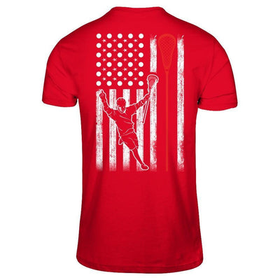 Lacrosse American Flag-T-Shirt & Hoodie-Premium T-Shirt-Red