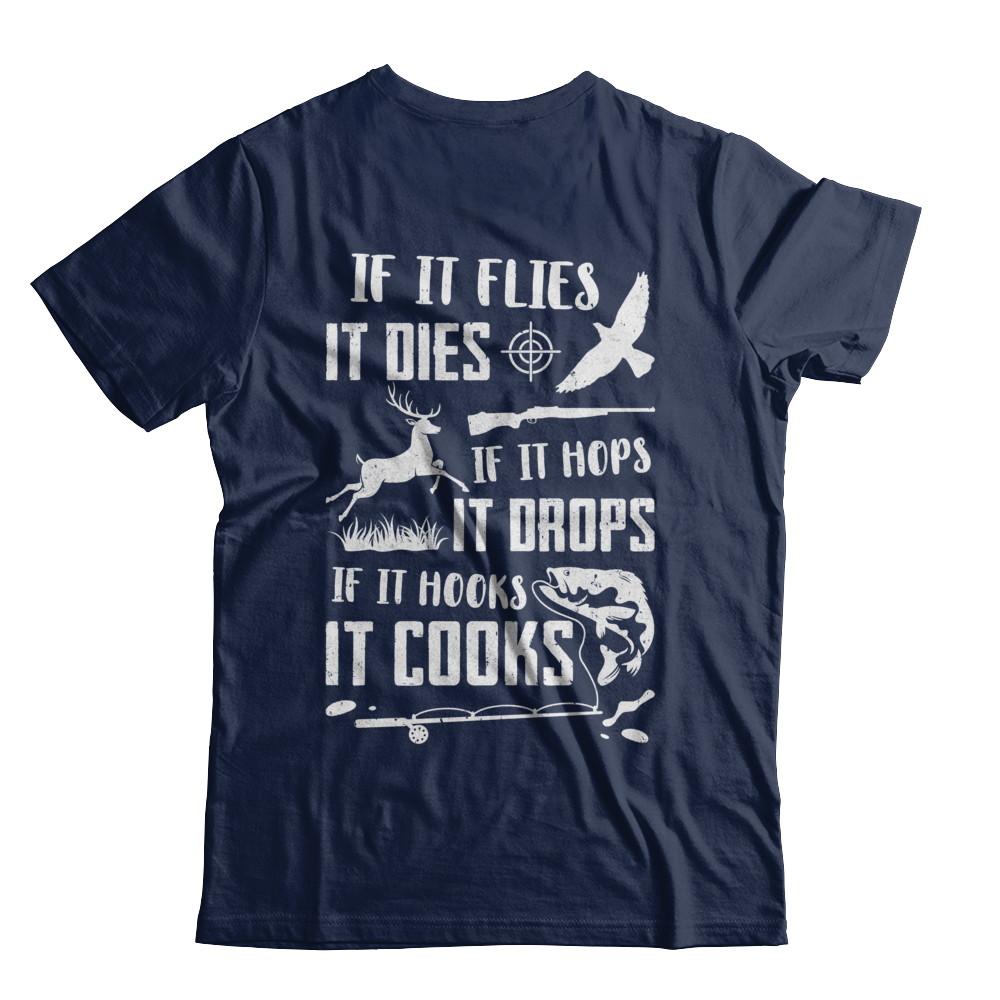 If It Flies If It Hops If It Hooks Funny Hunting Fishing-T-Shirt & Hoodie-Classic T-Shirt-Navy