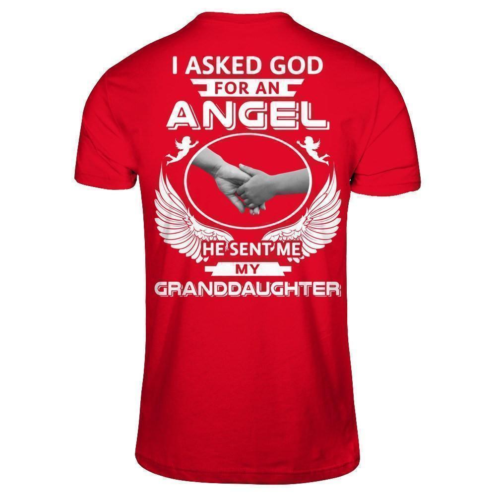 I Asked God For An Angel He Sent Me My Granddaughter-T-Shirt & Hoodie-Premium T-Shirt-Red