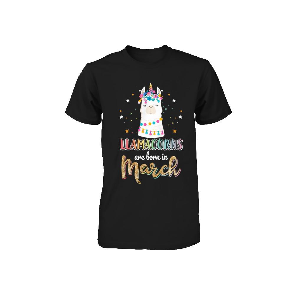 Llama Unicorn Llamacorns Born In March Birthday Gift Youth-Youth Shirt-Toddler T-Shirt-Black