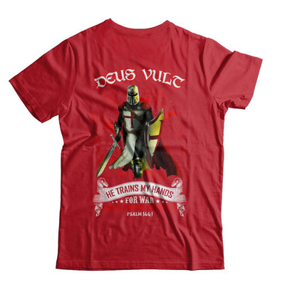 Knight Templar Deus Vult He Trains My Hands For War-T-Shirt & Hoodie-Classic T-Shirt-Red