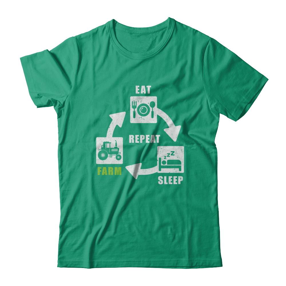 Eat Sleep Farm Repeat Farmer Farming Tractor-T-Shirt & Hoodie-Classic T-Shirt-Kelly Green