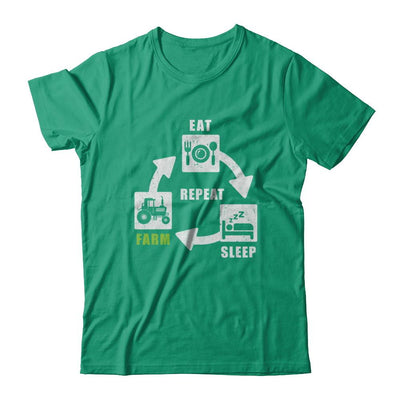 Eat Sleep Farm Repeat Farmer Farming Tractor-T-Shirt & Hoodie-Classic T-Shirt-Kelly Green