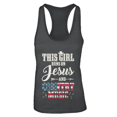 This Girl Runs On Jesus And Country Music-T-Shirt & Tank Top-Women's Ideal Racerback Tank-Black