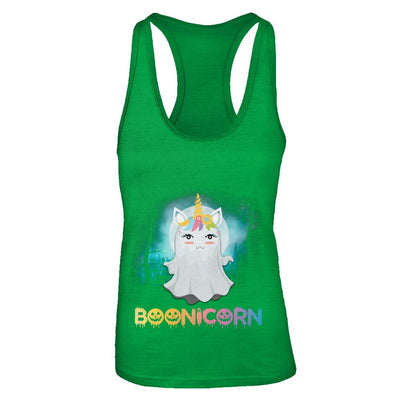 Boonicorn Ghost Unicorn Halloween Girls-T-Shirt & Tank Top-Women's Ideal Racerback Tank-Kelly Green