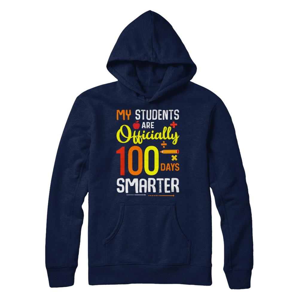 My Students Are 100 Days Smarter Teacher-T-Shirt & Hoodie-Pullover Hoodie-Navy