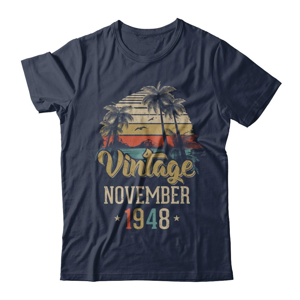 Retro Classic Vintage November 1948 73th Birthday Gift-T-Shirt & Hoodie-Classic T-Shirt-Navy