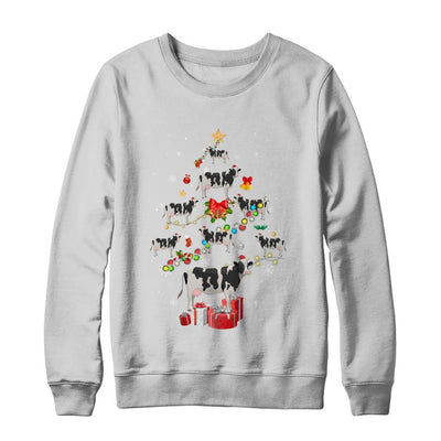 Farmer Cow Christmas Tree Decor Xmas Gift-T-Shirt & Sweatshirt-Crewneck Sweatshirt-White