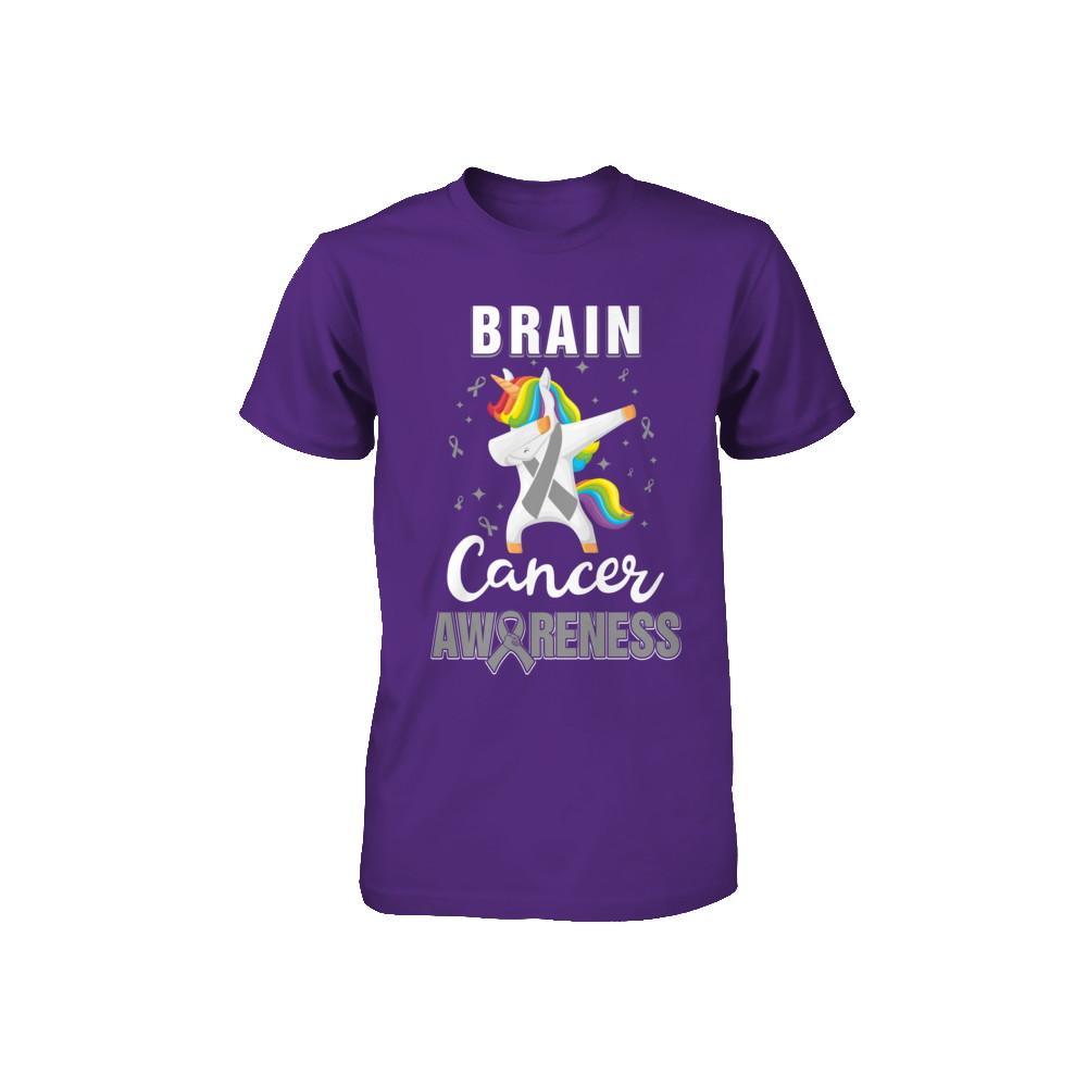Inspirational Brain Cancer Awareness Unicorn Support Youth-Youth Shirt-
