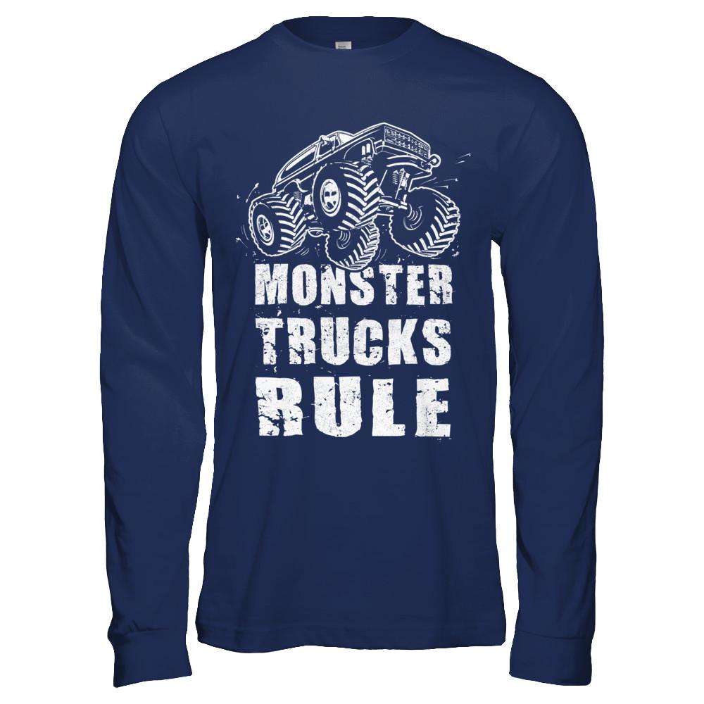 Monster Trucks Rule Mudding-T-Shirt & Hoodie-Long Sleeve T-Shirt-Navy