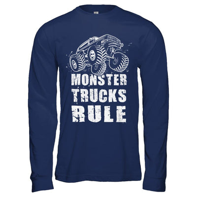 Monster Trucks Rule Mudding-T-Shirt & Hoodie-Long Sleeve T-Shirt-Navy