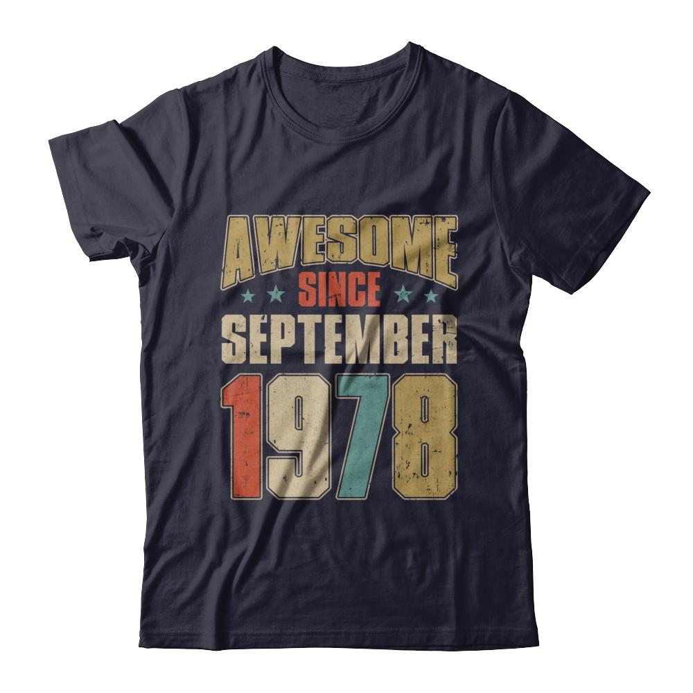 Vintage Retro Awesome Since September 1978 43th Birthday-T-Shirt & Hoodie-Premium T-Shirt-Midnight Navy