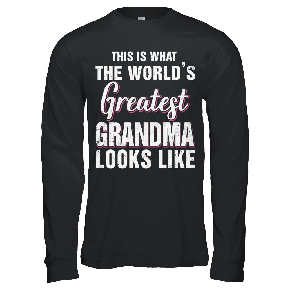What World's Greatest Grandma Looks Like Mothers Day-T-Shirt & Hoodie-Long Sleeve T-Shirt-Black