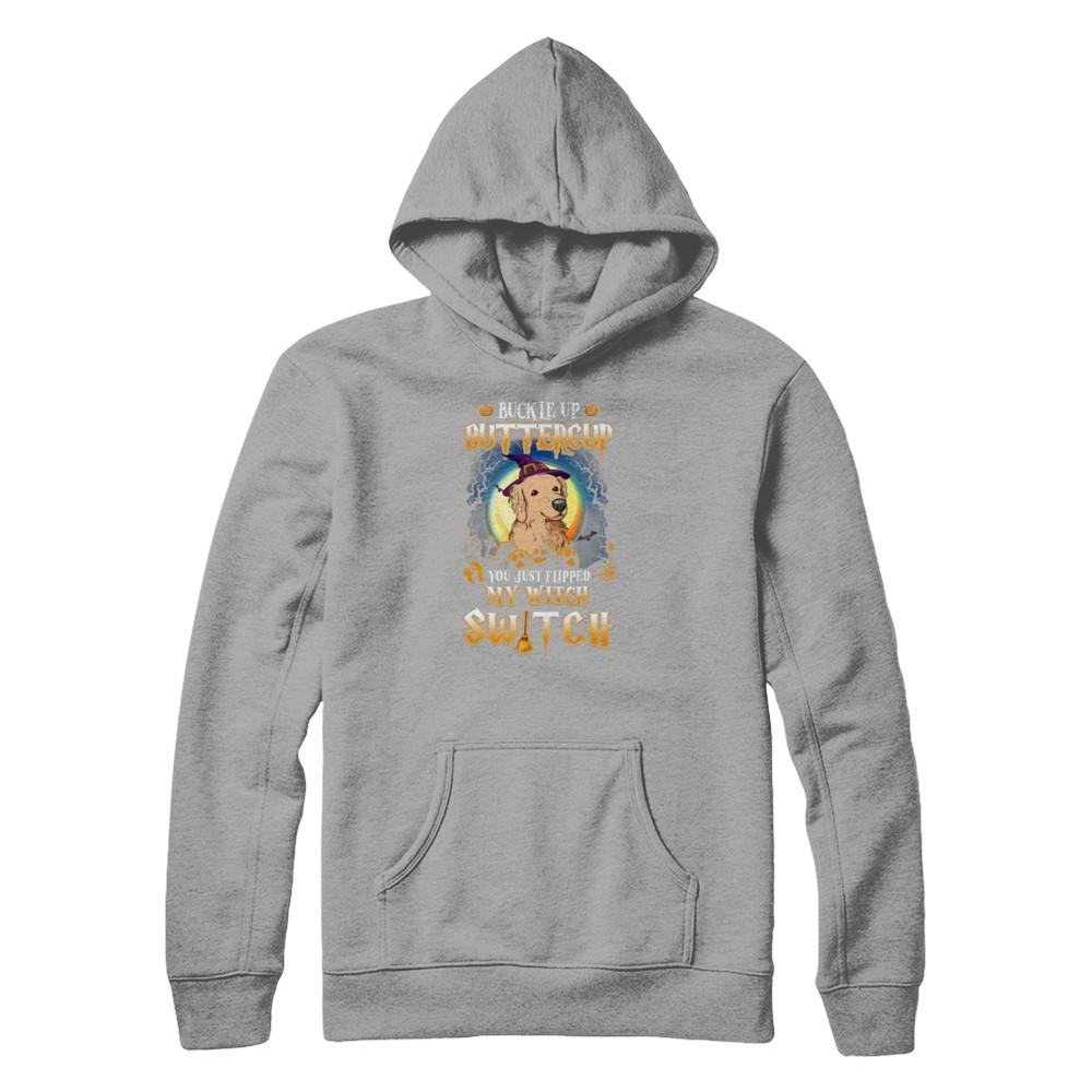 Buckle Up Buttercup Halloween Witch Golden Retriever Costume-T-Shirt & Tank Top-Pullover Hoodie-Light Steel