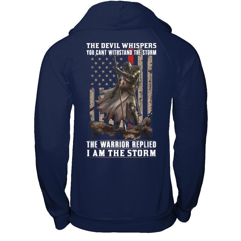 Knight Templar The Devil Whispers You Can't Withstand The Storm-T-Shirt & Hoodie-Pullover Hoodie-Navy