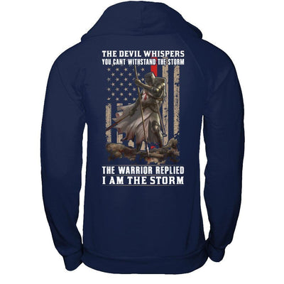 Knight Templar The Devil Whispers You Can't Withstand The Storm-T-Shirt & Hoodie-Pullover Hoodie-Navy