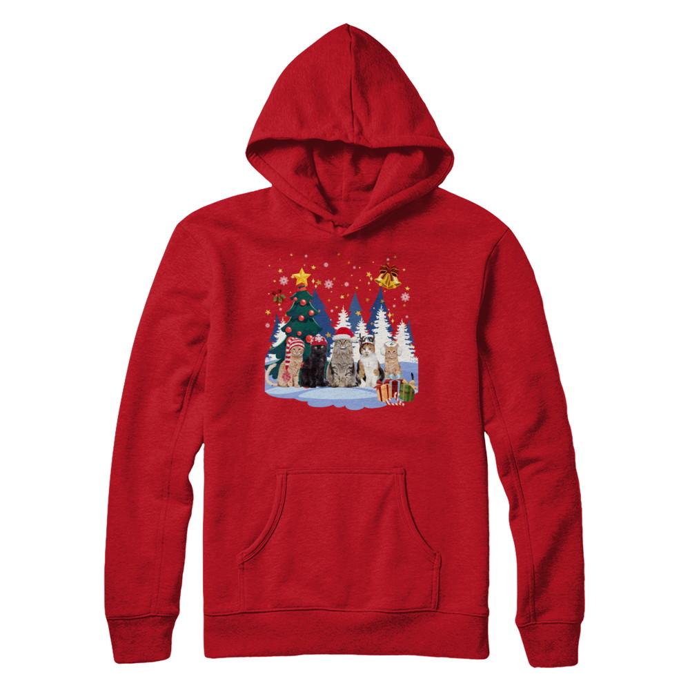 Cute Cats Claus Christmas-T-Shirt & Sweatshirt-Pullover Hoodie-Red