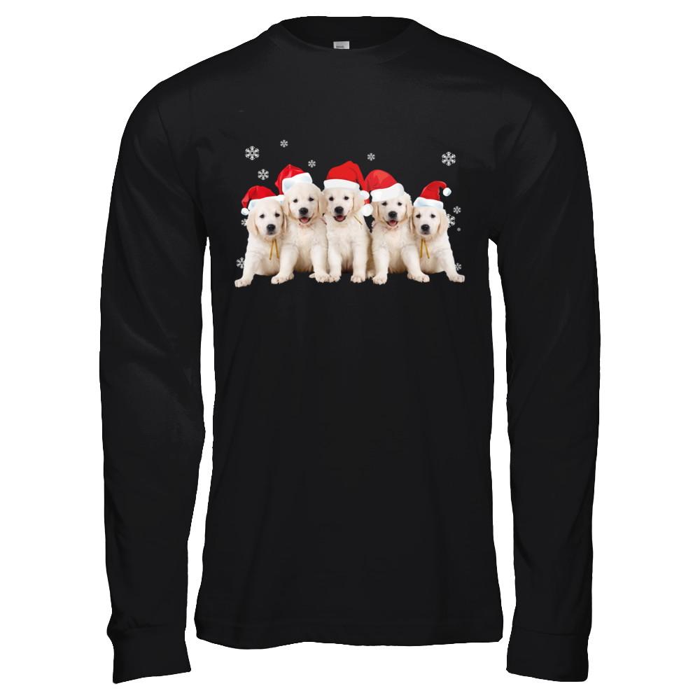 Funny Golden Retriever Puppies Christmas Dog Gift-T-Shirt & Hoodie-Long Sleeve T-Shirt-Black