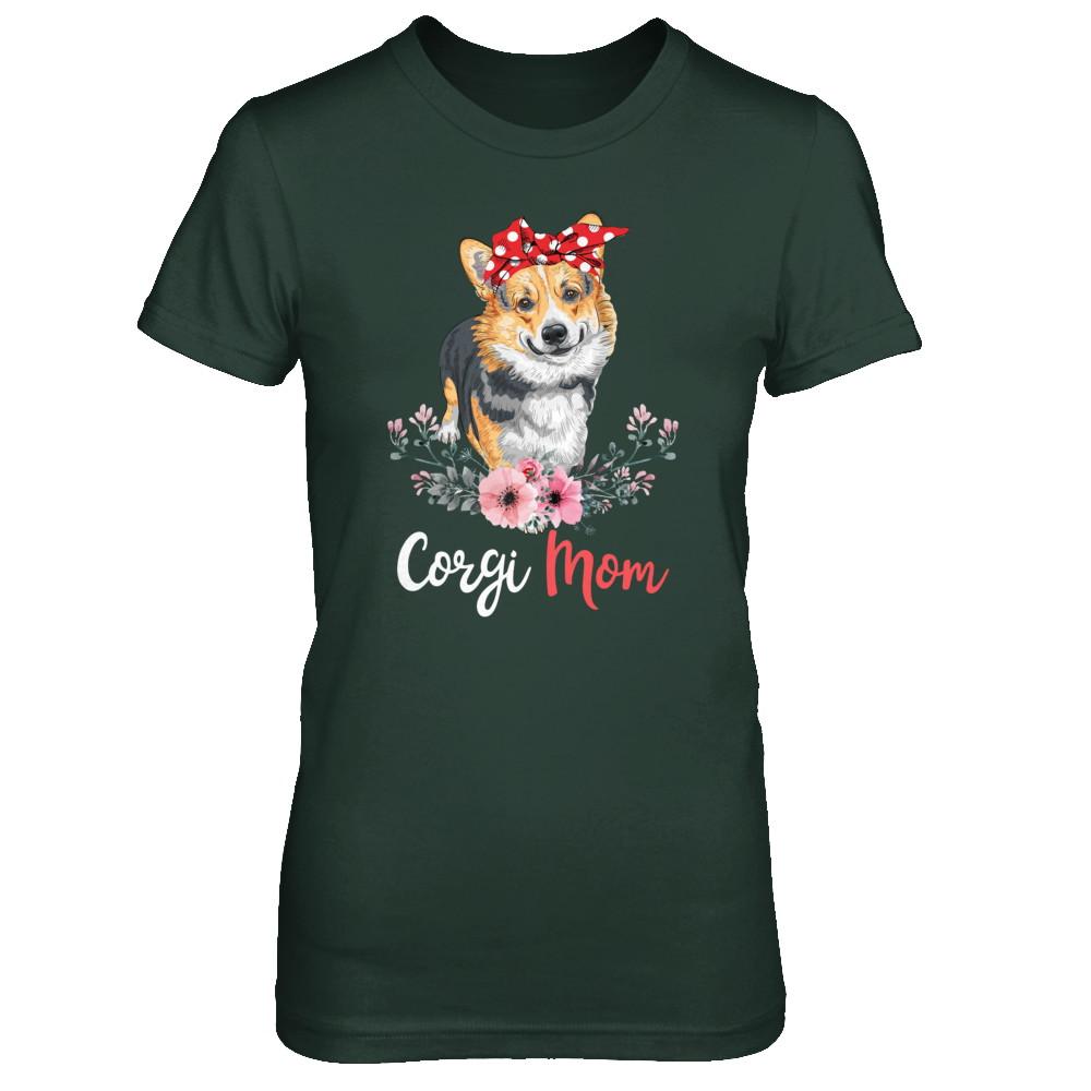 Corgi Mom Gift For Women Dog Lover-T-Shirt & Hoodie-Women's T-Shirt-Forest Green
