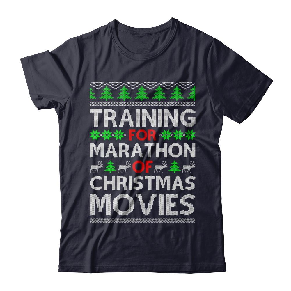 Training For A Marathon Of Christmas Movies-T-Shirt & Sweatshirt-Premium T-Shirt-Midnight Navy