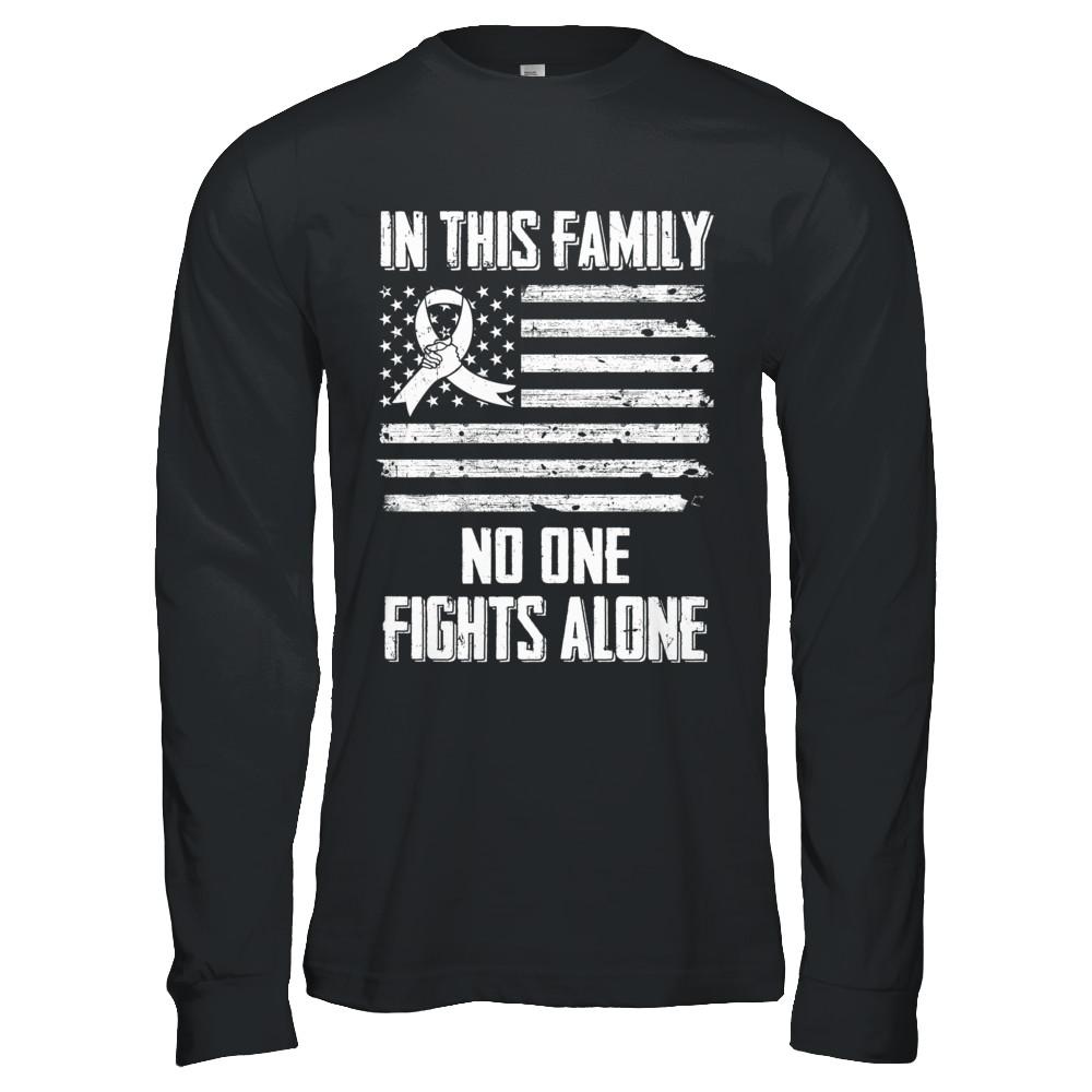 In This Family No One Fights Alone Lung Cancer-T-Shirt & Hoodie-Long Sleeve T-Shirt-Black