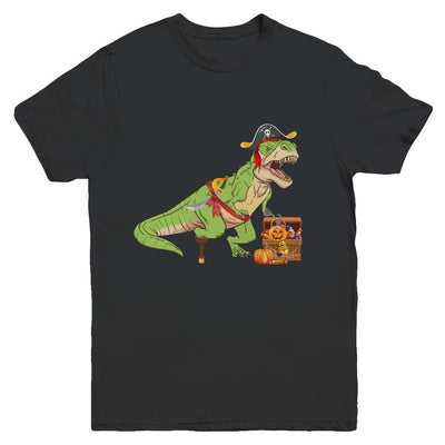 Dinosaurs T-Rex Pirate Halloween Saurus For Kids Youth-Youth Shirt-Youth T-Shirt-Black