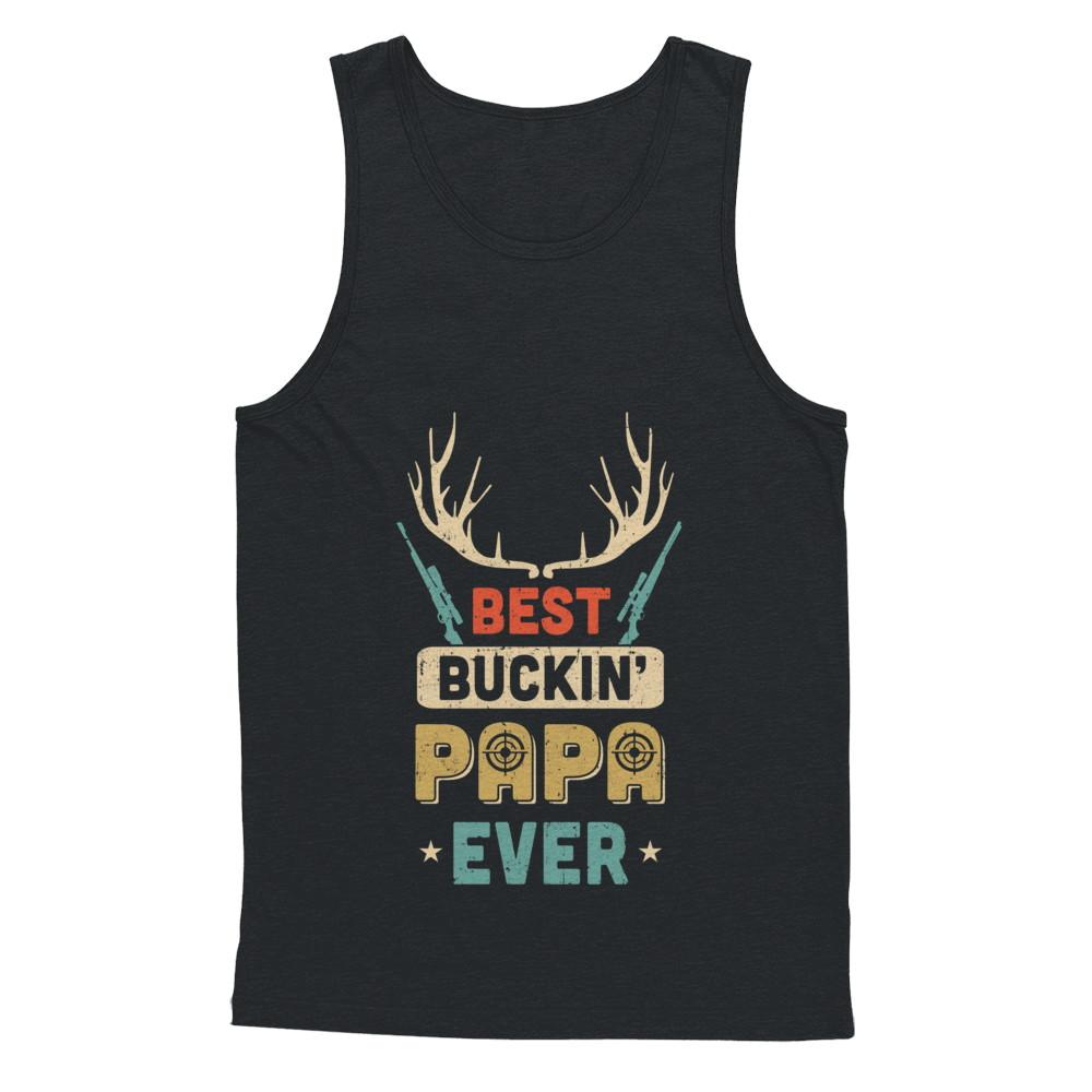 Vintage Best Buckin' Papa Ever Deer Hunting-T-Shirt & Hoodie-Unisex Tank-Black