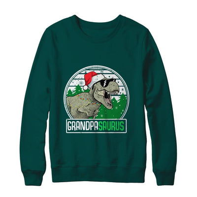 Grandpasaurus Grandpa Dinosaur T-Rex Family Christmas-T-Shirt & Sweatshirt-Crewneck Sweatshirt-Deep Forest
