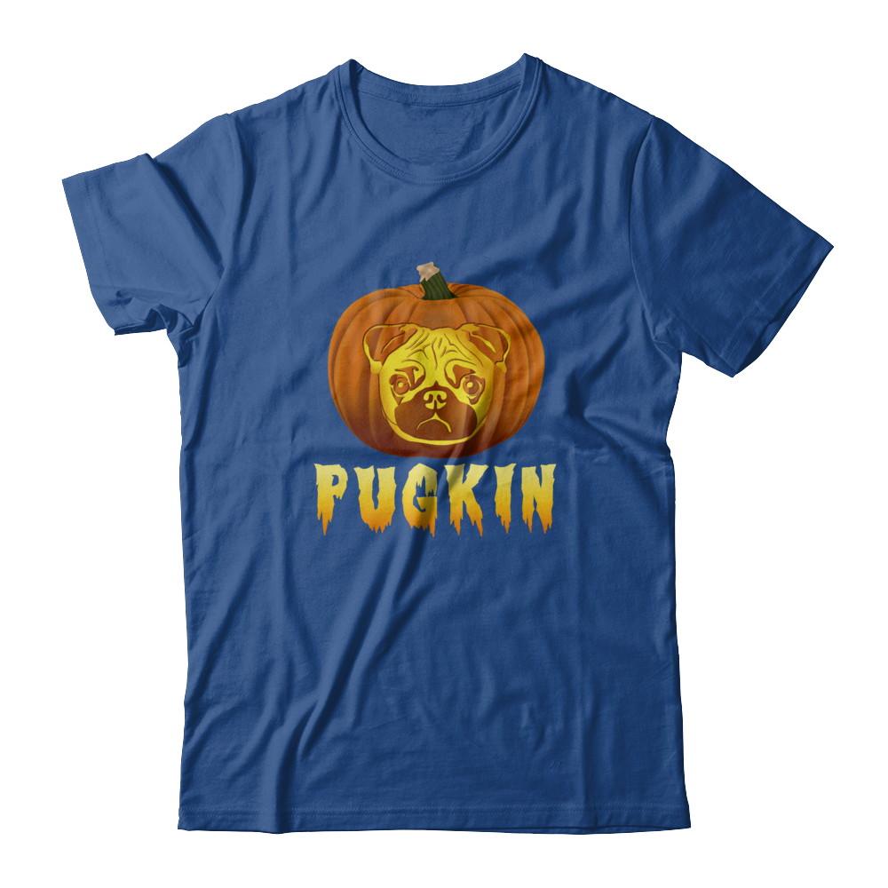 Pugkin Funny Pumpkin Pug Halloween-T-Shirt & Hoodie-Classic T-Shirt-Royal